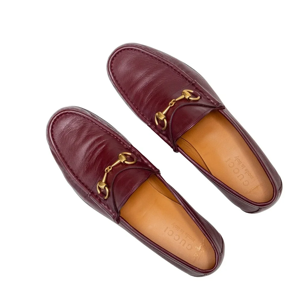 Gucci Horsebit Loafers Burgundy Leather Gold Hardware Mens UK 8.5 US 9.5